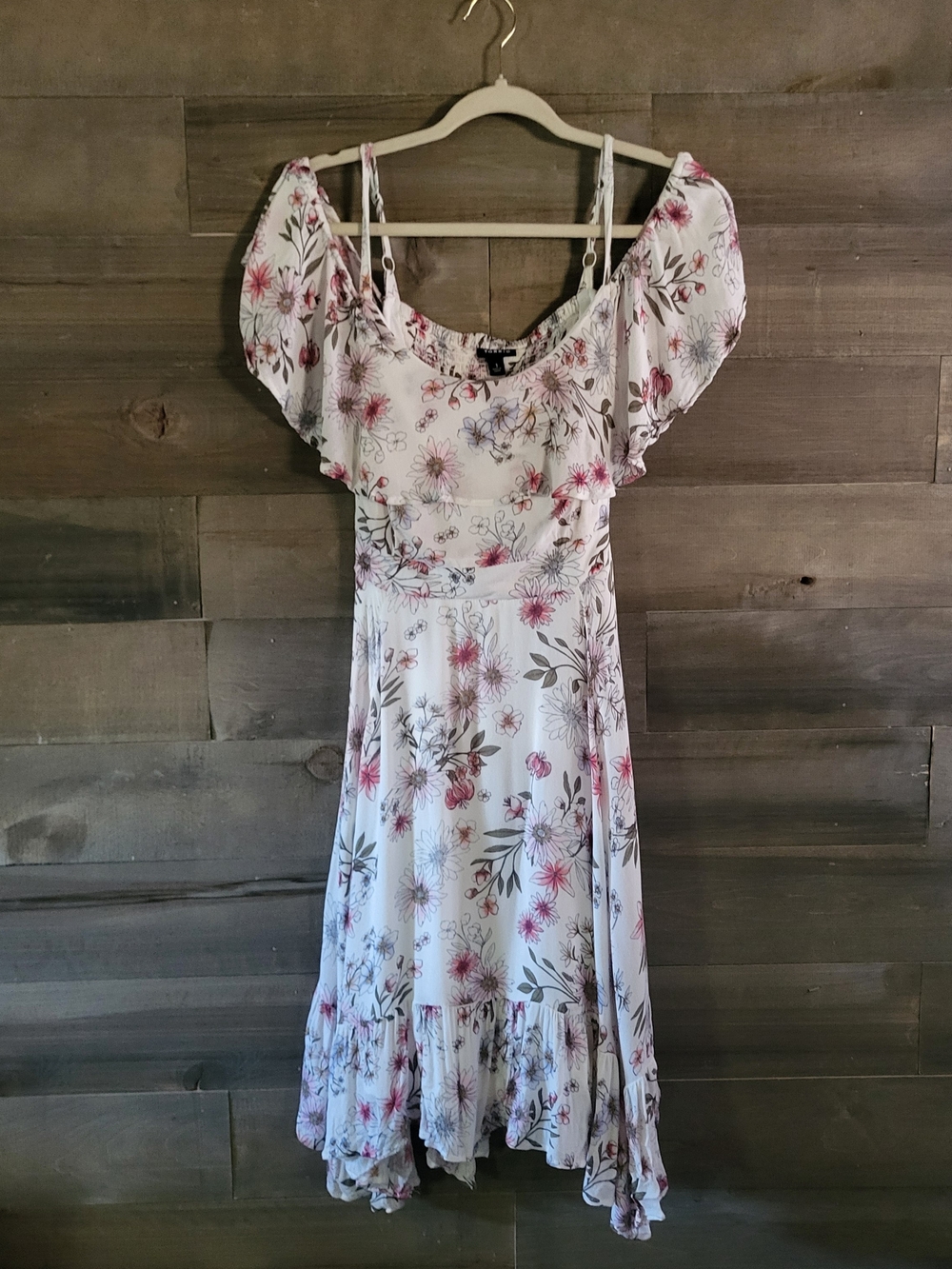 Torrid Pink And White Floral Print Off Shoulder Cottagecore Sundress 1X